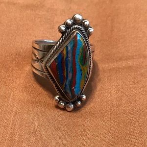 Multi color sterling silver ring